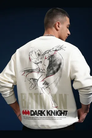 Highlander Warner Bros Batman Men Round Neck Drop Shoulder Oversized Sweatshirt