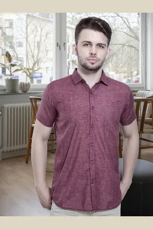 Kuons Avenue Men Red Smart Slim Fit Casual Shirt