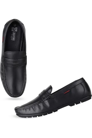 Red Chief Men Black Solid Leather Formal Loafers