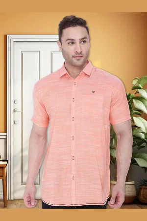 Kuons Avenue Men Orange Smart Slim Fit Lyocell Casual Shirt