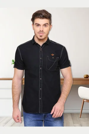 Kuons Avenue Men Black Smart Slim Fit Opaque Casual Shirt