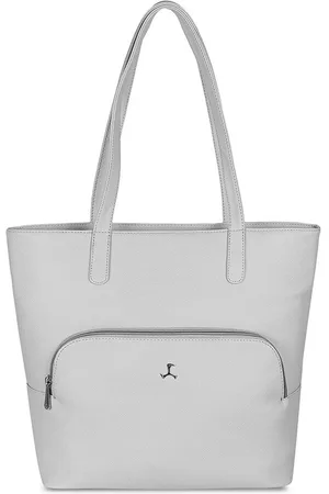 All Things Mochi Women Colourblocked PU Structured Tote Bag with Bow Detail