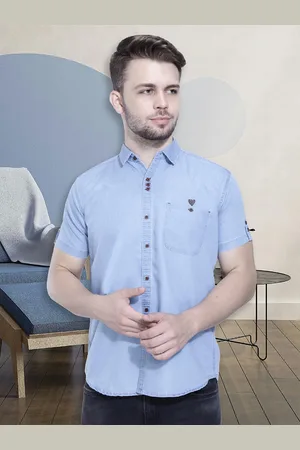 Kuons Avenue Men Blue Smart Slim Fit Casual Cotton Shirt