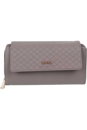 All Things Mochi Women Grey Textured Three Fold Wallet