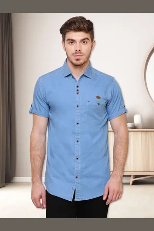 Kuons Avenue Men Blue Slim Fit Opaque Cotton Casual Shirt