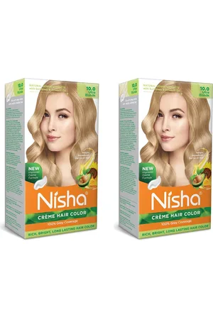 Nisha Unisex Brown Pack of 2 Creme Hair Color 150gm each- Ultra Blonde