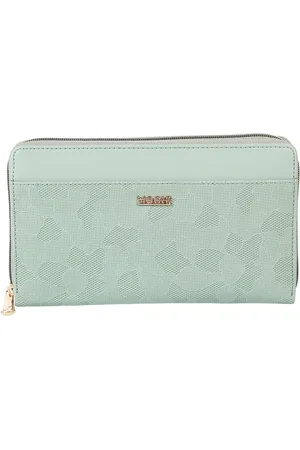 All Things Mochi Women Green Textured Zip Around Wallet