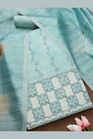 Soch Floral Embroidered Tussar Silk Unstitched Dress Material
