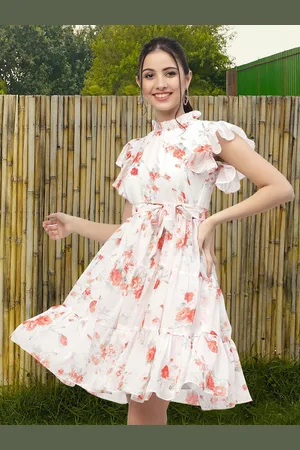 MISS AYSE Women Floral Printed Cotton Fit & Flare Dress