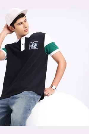 Aeropostale Pure Cotton Embroidered Polo Collar Drop-Shoulder Sleeves Relaxed Fit T-shirt