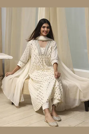 Biba Women Floral Printed Regular Pure Cotton Kurta with Palazzos & With Dupatta