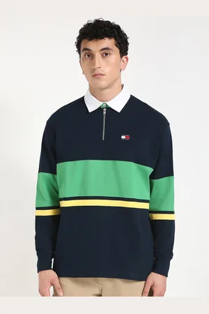 Tommy Hilfiger Men Colourblocked Shirt Collar Pullover Cotton Sweatshirt