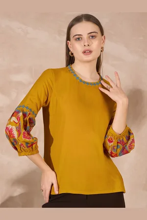 all about you Women Floral Embroidered Puff Sleeves Top