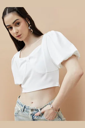 Lifestyle Women Solid Sweetheart Neck Crop Top