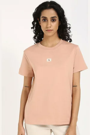 Calvin Klein Women Solid Round Neck Cotton T-shirt