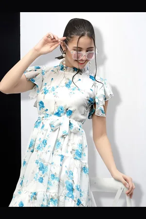 MISS AYSE Women Floral Printed Tiered Fit & Flare Dress
