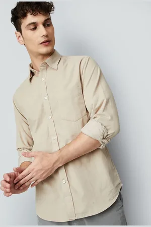 Max Collection Men Spread Collar Solid Cotton Casual Shirt