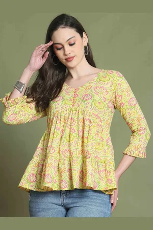 Rajnandini Women Floral Printed Cotton Peplum Top