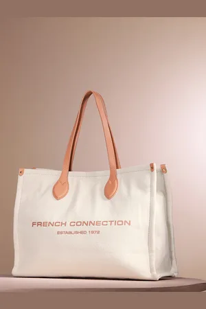 French Connection Brand Logo Printed Structured Shoulder Bag