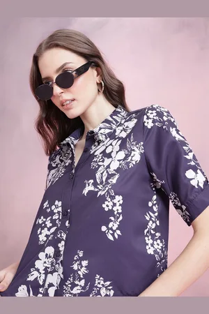 DressBerry Floral Print Puff Sleeves Shirt Style Top
