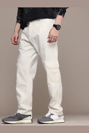 WROGN Men Relaxed Fit Pure Cotton Cargo Jeans