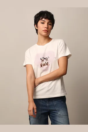 ONLY Women Animal Printed Round Neck Cotton T-shirt