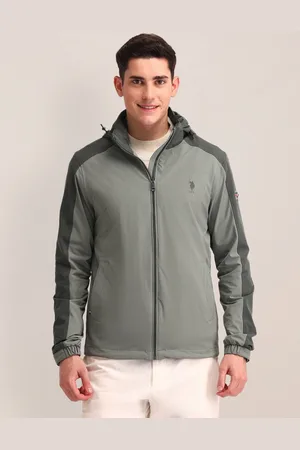 U.S. Polo Assn. Men Hooded Colourblocked Casual Tailored Jacket