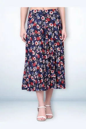 Jinfo Women Floral Printed Midi Skirt