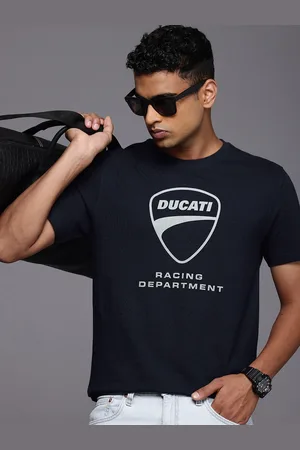 DUCATI Brand Logo Printed Pure Cotton T-shirt