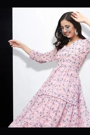 MISS AYSE Women Floral Print Applique Fit & Flare Dress
