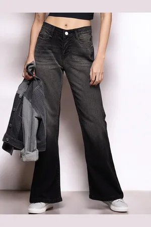 Mast & Harbour Women Flared High-Rise Highly Distressed Light Fade Stretchable Jeans
