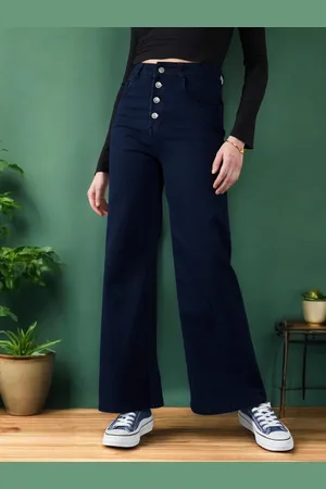 DOLCE CRUDO Women Wide Leg High-Rise Stretchable Jeans