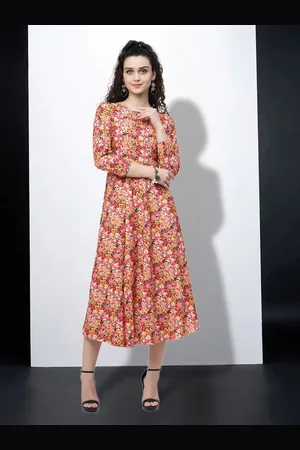 MISS AYSE Women Floral Printed Fit & Flare Dress