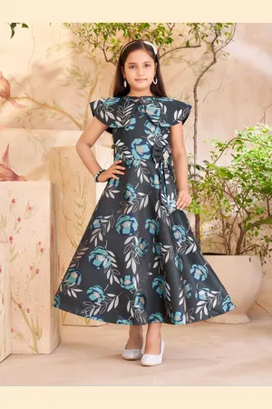Sangria Girls Floral Printed Brocade Gown
