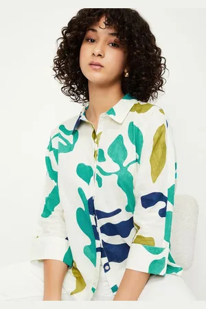 Max Collection Women Spread Collar Abstract Printed Cotton Casual Shirt