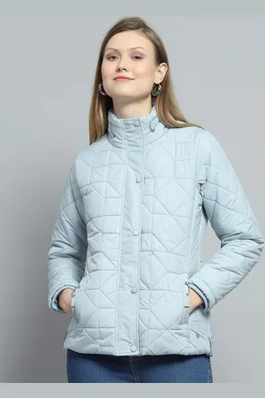Monte Carlo Women Solid Mock Collar Long Sleeves Lightweight Quilted Jacket