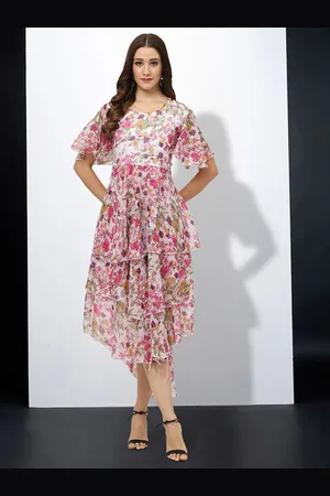 MISS AYSE Women Floral Print Fit & Flare Dress