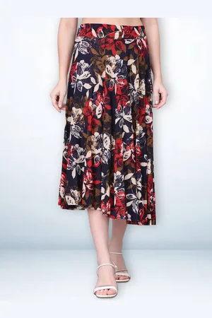 Jinfo Women Printed Flared Skirt With Attached Shorts