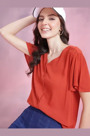 DressBerry Flutter Sleeve Crinkle Effect Shirt Style Top