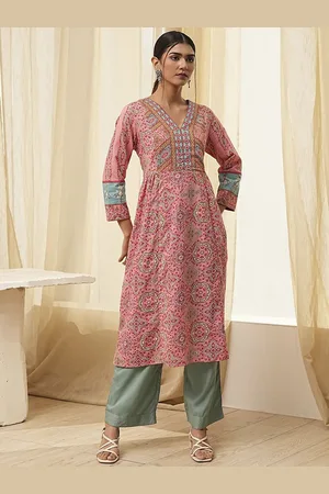 Biba Women Floral Printed Thread Work Kurta