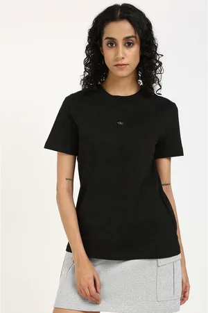 Calvin Klein Women Solid Round Neck Cotton T-shirt