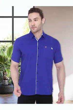 Kuons Avenue Men Blue Solid Smart Slim Fit Casual Shirt