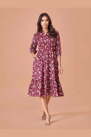DressBerry Floral Print Fit & Flare Midi Dress
