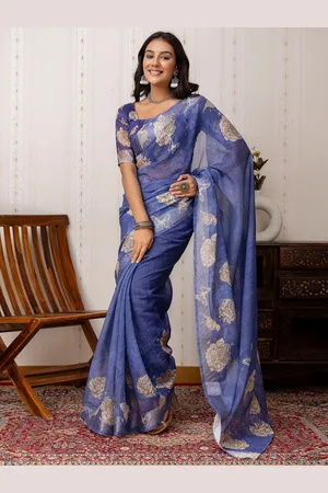 Kalini Women Floral Printed Saree With Blouse Piece