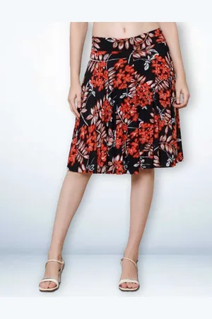 Jinfo Women Printed Flared Skirt with inner short