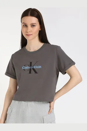 Calvin Klein Women Typography Extended Sleeves Pockets T-shirt