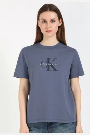 Calvin Klein Women Typography Printed Round Neck Cotton T-shirt