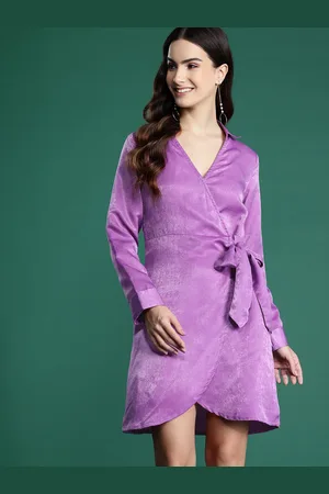 DressBerry Satin Finish Mini Wrap Dress