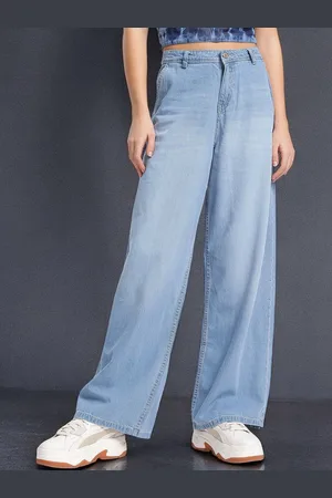 Mast & Harbour Women Wide Leg Low-Rise Light Fade Jeans