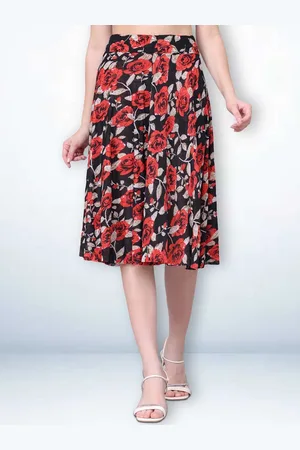 Jinfo Women Floral Printed Above Knee Skirt